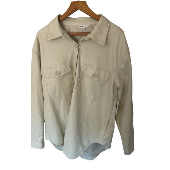 Good American Womens Better Than Leather Beige Shirt Jacket Shacket Size Xl - Picture 4 of 6